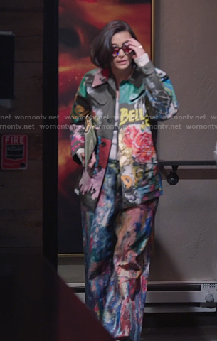 Bronwyn’s graffiti jacket and pants on The Real Housewives of Salt Lake City