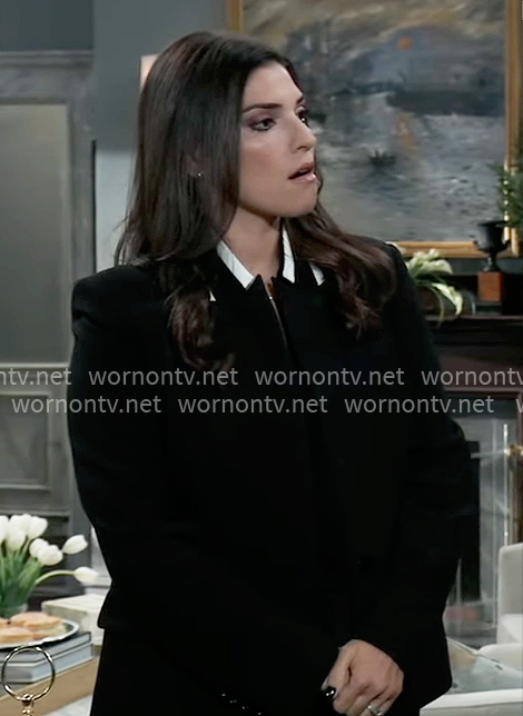 Brook Lynn’s black blazer with striped collar on General Hospital