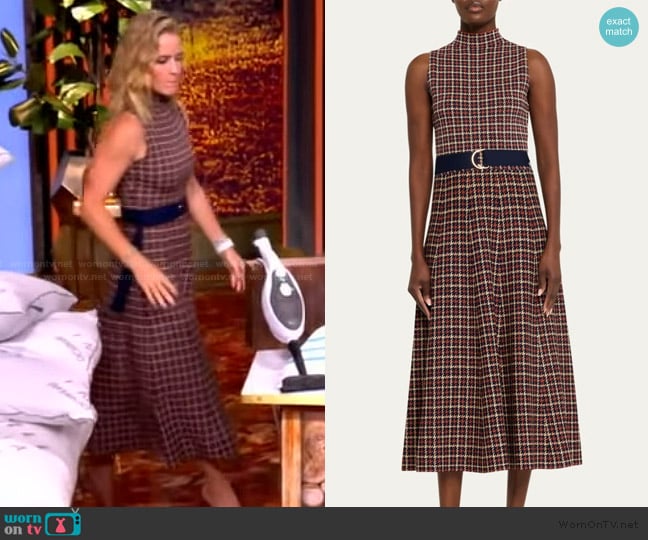 Cara Cara Brice Belted Plaid Knit Midi Dress worn by Sara Haines on The View