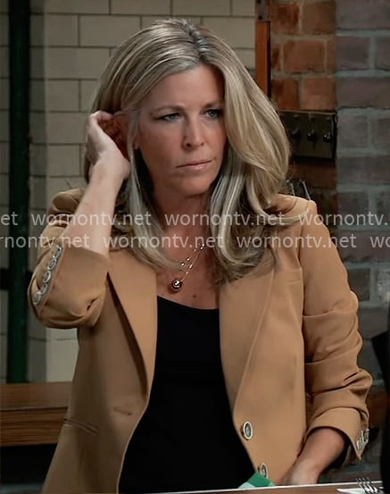 Carly’s camel blazer on General Hospital