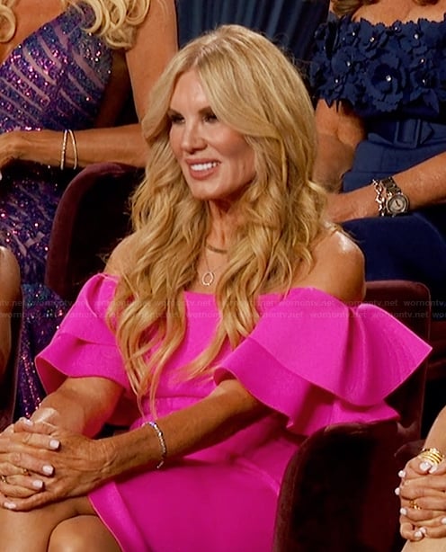 Carol’s pink ruffle sleeve dress on The Golden Bachelor