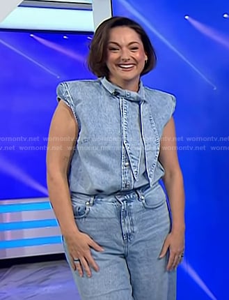 Celeste Barber’s tie neck denim top on Today