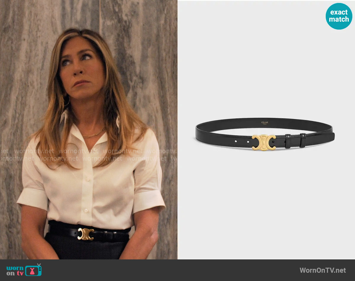 Celine Medium 25MM Triomphe Belt worn by Alex Levy (Jennifer Aniston) on The Morning Show