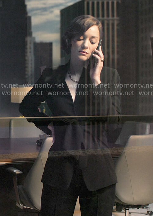 Celine’s black tie-waist blazer on The Morning Show