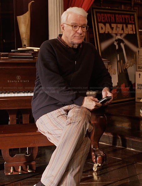 Charles’s stripe trim jacket on Only Murders in the Building