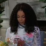 Chelsea’s white zebra and rose print dress on Beyond the Gates