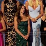 Cheryl’s green beaded slit dress on The Golden Bachelor