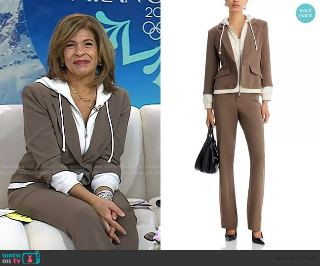 Cinq a Sept Khloe Hooded Blazer in Taupe/ivory worn by Hoda Kotb on Today