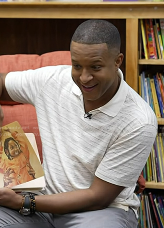 Craig Melvin’s white striped polo on Today