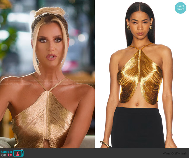 WornOnTV: Emma's metallic confessional top on Selling Sunset