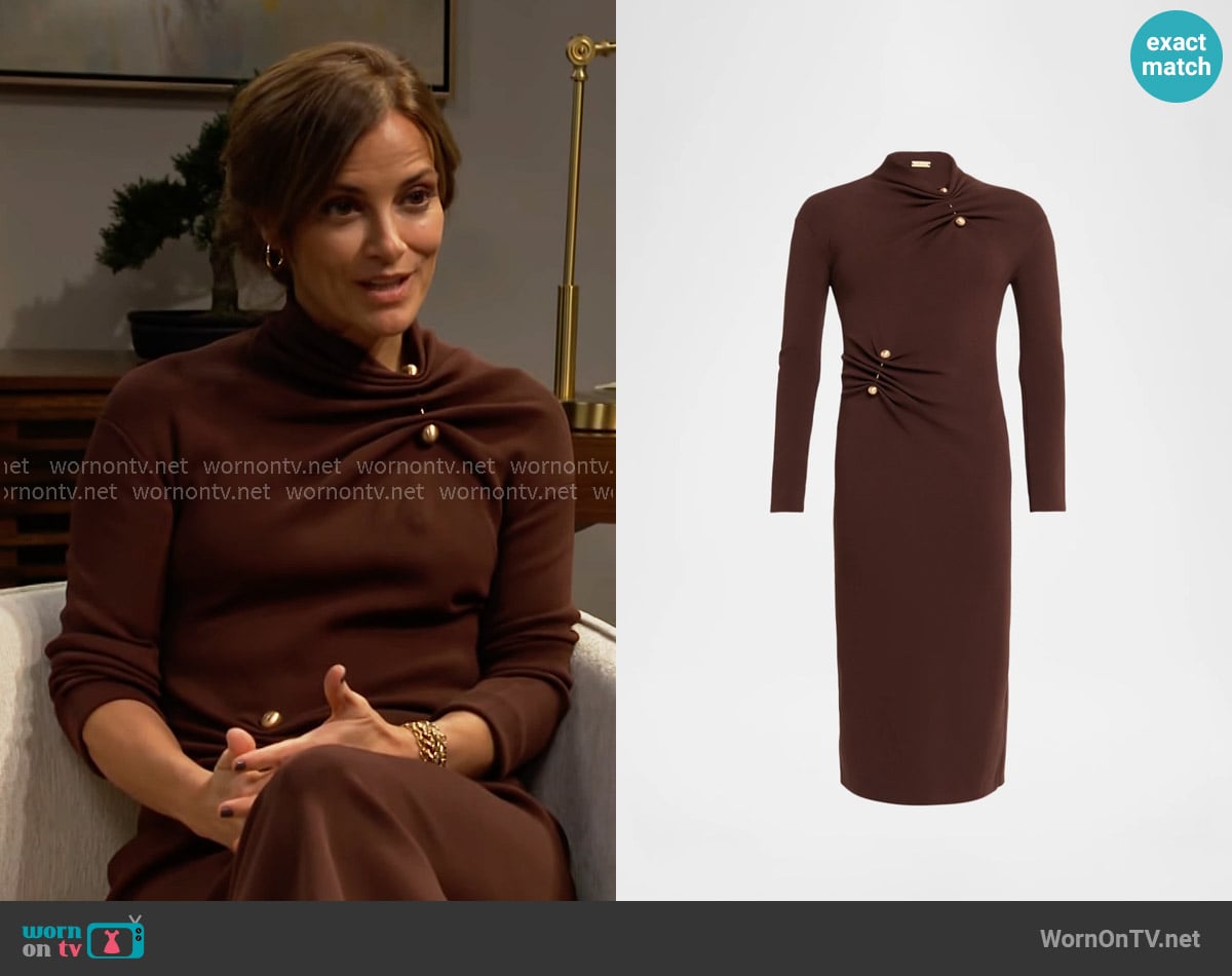 Cult Gaia Vera Dress in Java worn by Taylor Hayes (Rebecca Budig) on The Bold and the Beautiful