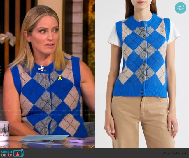 Damson Madder Aggie Argyle Button-Front Wool Vest worn by Sara Haines on The View