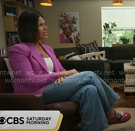 Dana Jacobson’s pink blazer and sneakers on CBS Mornings
