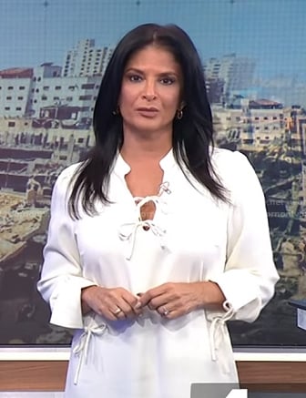 Darlene’s white tie detail long sleeve dress on Today