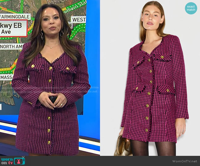 Derek Lam 10 Crosby Long Sleeve Tweed Mini Dress worn by Adelle Caballero on Today