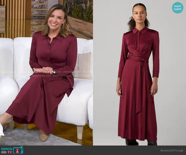 Diane von Furstenberg Sana Wrap Dress in Wine Pink worn by Mary Bruce on Good Morning America