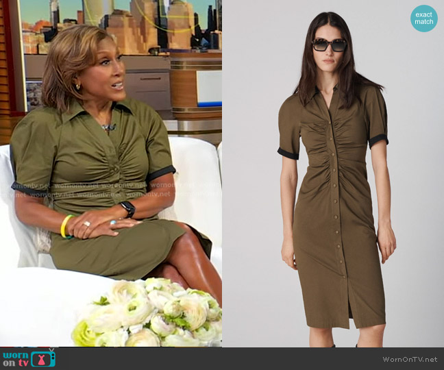Diane von Furstenberg Sheskita Dress in Dark Olive worn by Robin Roberts on Good Morning America