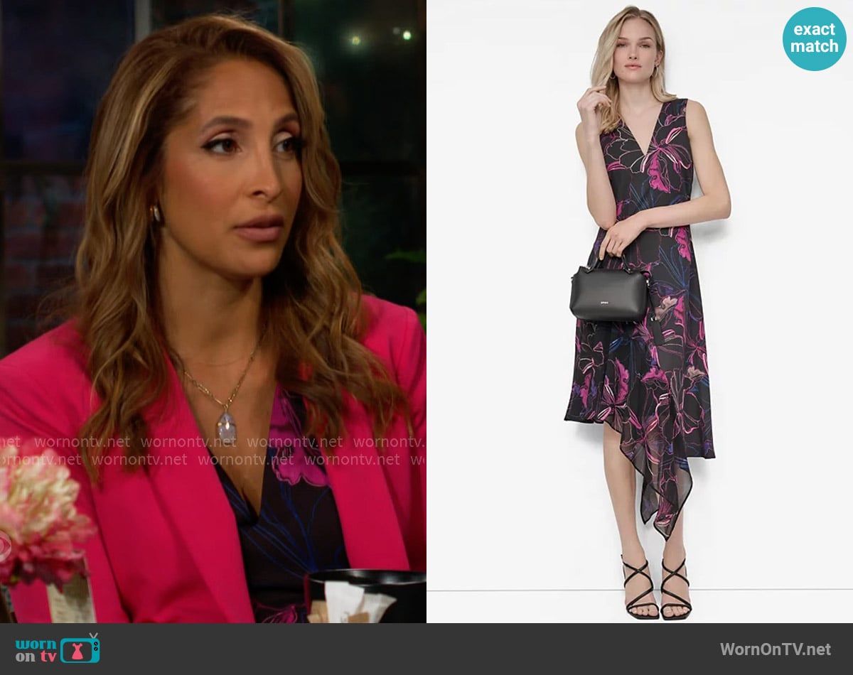 DKNY V-Neck Sleeveless Asymmetrical Midi Dress worn by Lily Winters (Christel Khalil) on The Young and the Restless