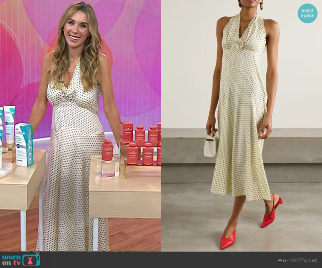 Doen Mazarin Halterneck Dress in Cream worn by Sarah Eggenberger on Today