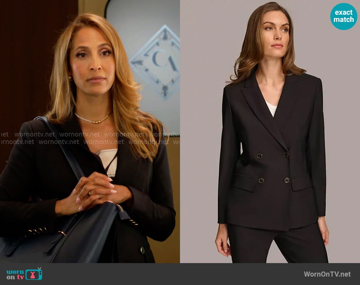 Donna Karan Double Breasted Blazer in Black worn by Lily Winters (Christel Khalil) on The Young and the Restless