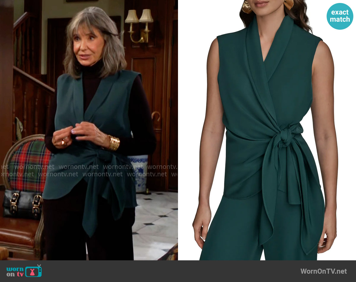 Donna Karan Wrap Vest in Hudson worn by Jill Abbott (Jess Walton) on The Young and the Restless