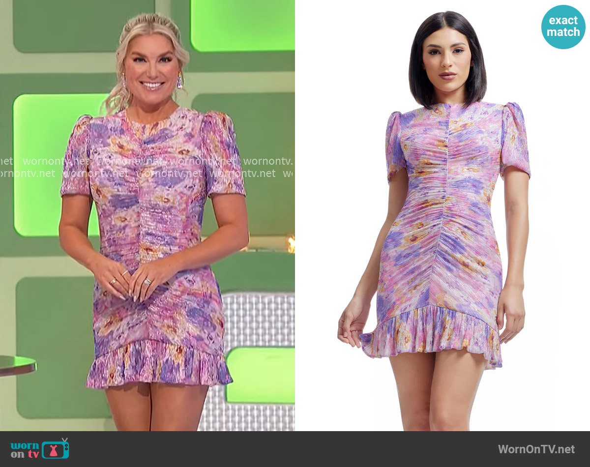Dress the Population Chandler Dress in Dusty Rose Multi worn by Rachel Reynolds on The Price is Right