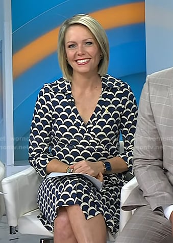 Dylan’s blue scalloped print wrap dress on Today