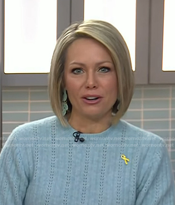 Dylan’s blue straw statement earrings on Today