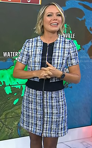 Dylan’s blue tweed zip dress on Today