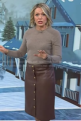 Dylan’s brown leather skirt on Today