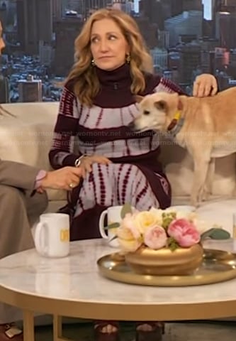 Edie Falco’s tie dye top and skirt on The Drew Barrymore Show
