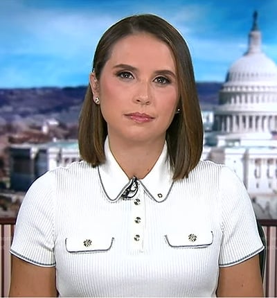 Elizabeth’s white ribbed polo on Good Morning America