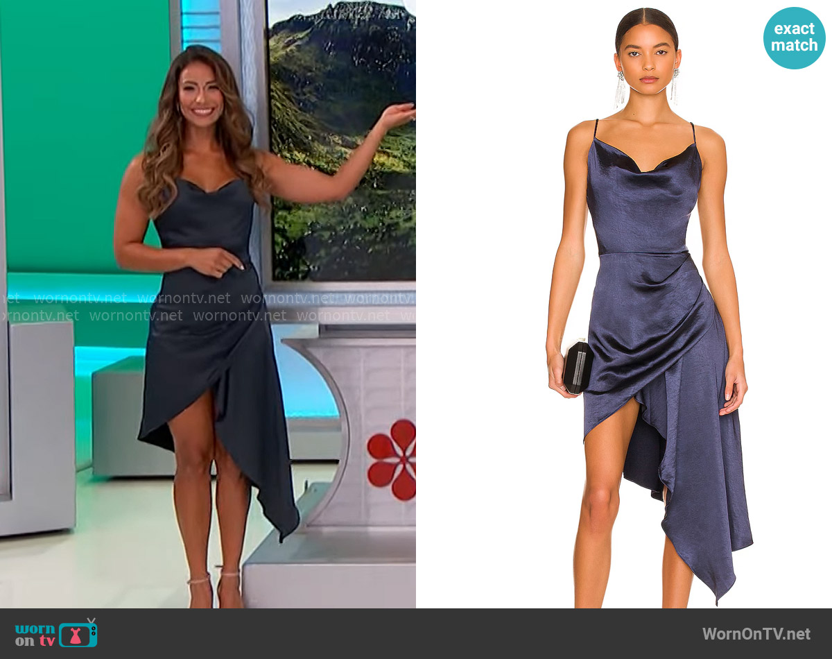 Elliatt Jacinda Dress in Navy worn by Manuela Arbeláez on The Price is Right