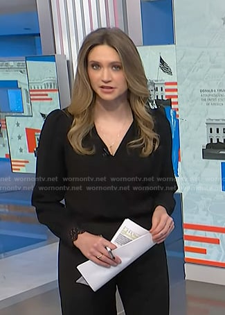 Ellison Barber’s black lace cuff blouse on NBC News Daily