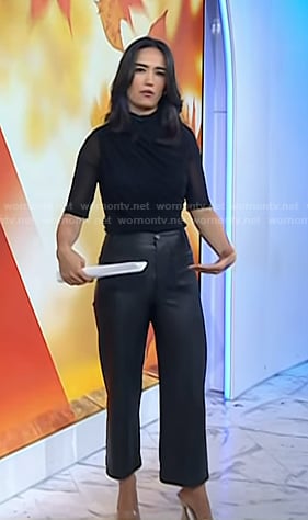 Emilie’s black ruched top and leather pants on Today