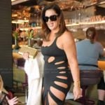 Emily’s black cutouts dress on The Real Housewives of Orange County