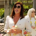 Emily’s white floral print v-neck dress on The Real Housewives of Orange County