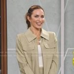 Emily Blunt’s beige jacket and bermuda shorts on Good Morning America