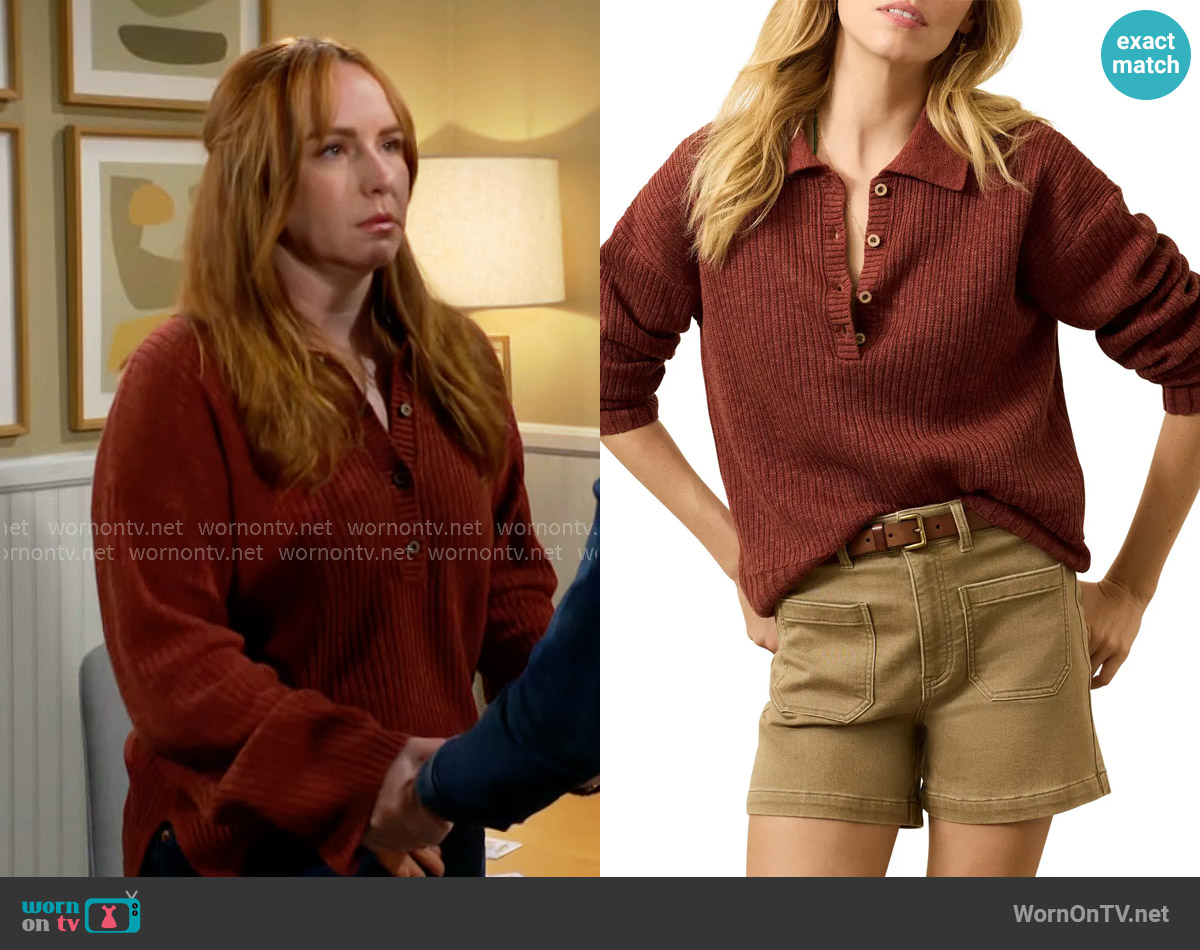 Faherty Miramar Sweater in Smoked Paprika worn by Mariah Copeland (Camryn Grimes) on The Young and the Restless