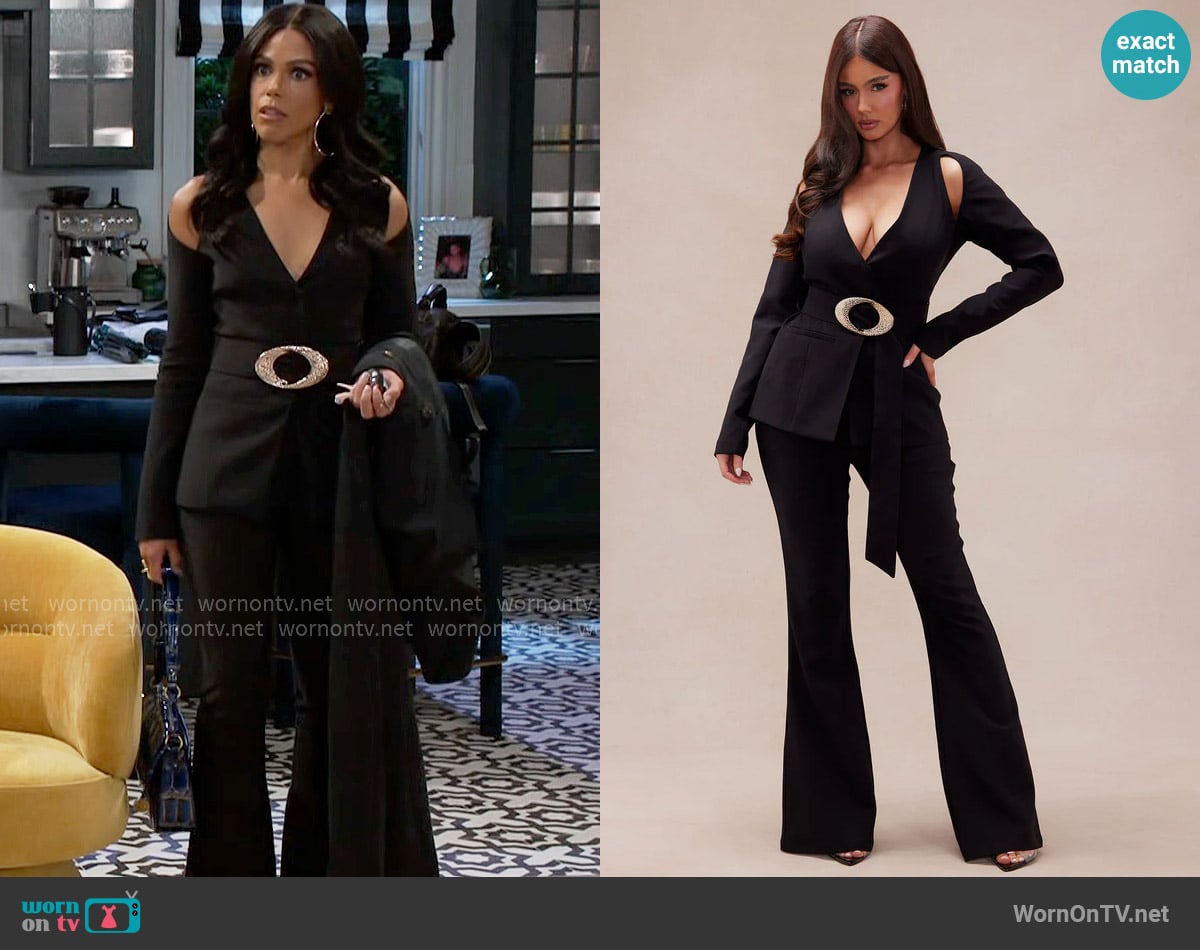 Fashion Nova Julia Belted Pant Suit Set worn by Dani Dupree (Karla Mosley) on Beyond the Gates