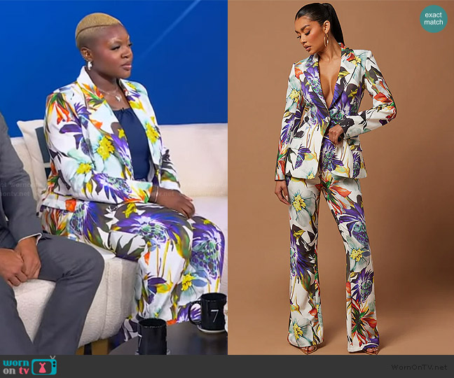 Fashion Nova Liliana Floral Blazer Suit Set worn by Carrington Garvin on Tamron Hall Show