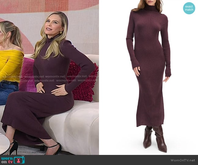 Favorite Daughter The Be Your Girl Dress in Burgundy Dahlia worn by Sara Foster on Today