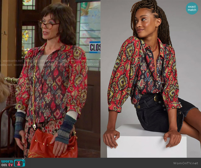 Forever That Girl Paisley Buttondown worn by Susan Banks (Stacy Haiduk) on Days of our Lives