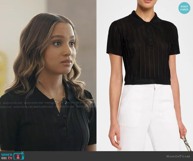 Frame The Ribbed Polo in Black worn by May Grant (Corinne Massiah) on 9-1-1