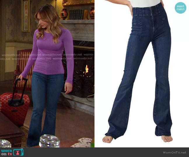 We The Free Jayde Flare Jeans in Night Sky worn by Holly Jonas (Ashley Puzemis) on Days of our Lives