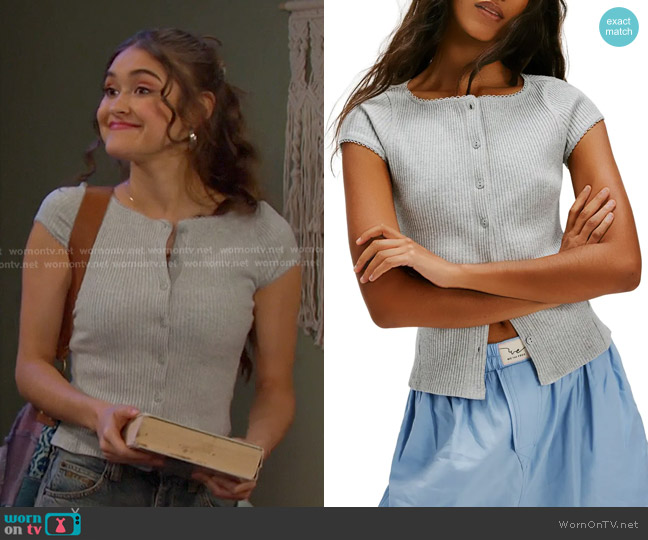 Free People Most Wanted Cardi in Heather Grey worn by Arianna Horton (Marissa Reyes) on Days of our Lives