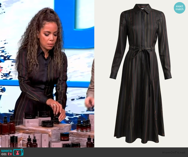 Gabriela Hearst Galway Striped Silk Belted Midi Shirtdress worn by Sunny Hostin on The View