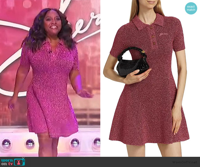 Ganni Sparkle Knit Polo Minidress worn by Sherri Shepherd on Sherri