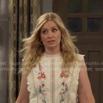 Gemma’s cream floral embroidered top on The Neighborhood