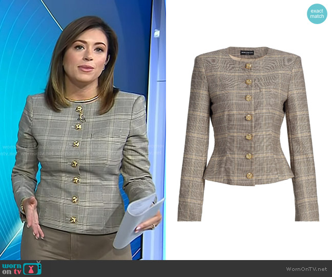 Generation Love Sirus Plaid Jacket in Taupe Plaid worn by Chloe Melas on Today